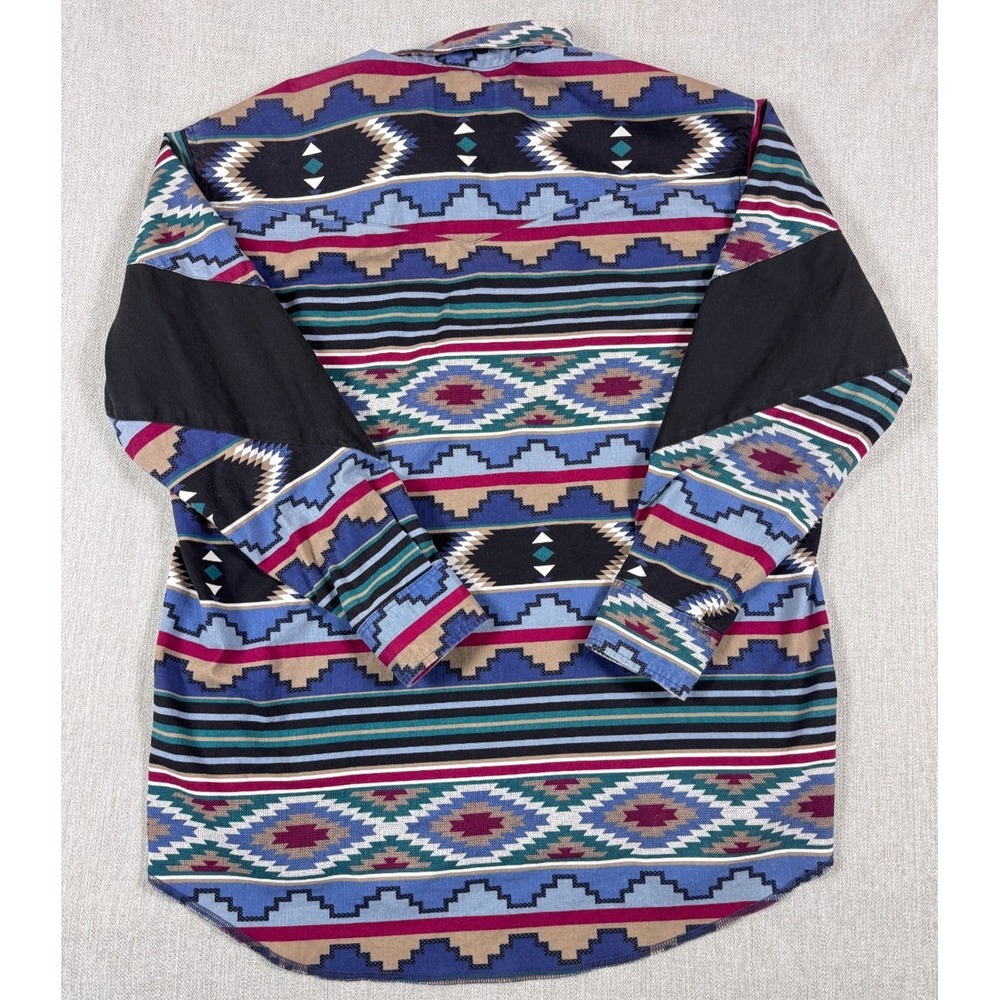 Vtg 90s Wrangler Cowboy Cut Aztec Western Shirt 17.5 x 35 X-Long Tail USA - Picture 10 of 12
